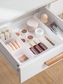 PP Material Matte Multi-Function Storage Drawer Organizer, Bathroom Storage, Jewelry Storage Box, Kitchen Accessories Storage, Cosmetic Storage Box, Office Stationery Storage, Autumn Home Decor, Room Decor, Christmas - Frosted White - View 6