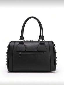 Skull Rivet Punk Pillow Handbag Large Capacity Women Shoulder Messenger Tote Bag Retro European American Style Halloween Party Gift - Black - View 5