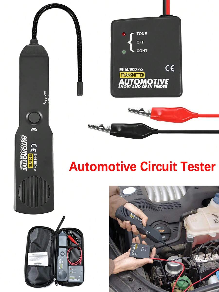 Automotive Circuit Tester And Line Tracer 6-42V DC Line Short And Open Circuit Finder Circuit Tracer Circuit Breaker Finder Professional Diagnostic Tool For Cars, Boats, Trailers Open/Short Circuit Detector Cable Tracer And Voltage Detector With Flexible Probe - Black - View 1