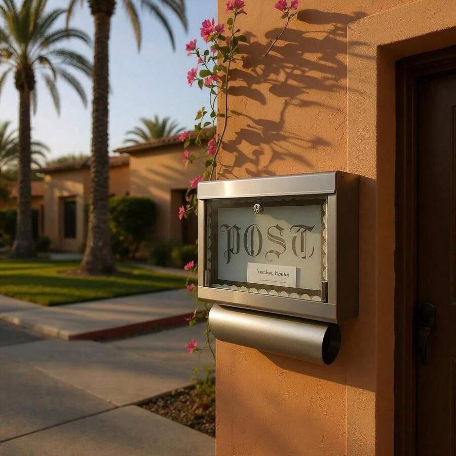Letterbox Design Steel Wall Mounted Mailbox Post Box Newspaper Compartment Modern XXDE New- - C - Übersicht 1