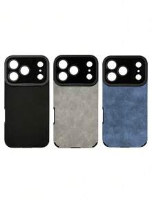 Estuche de teléfono a prueba de golpes de unicolor con textura mate, 3 piezas de unicolor para iPhone16, iPhone16promax, iPhone16pro, iPhone16plus, a prueba de agua, a prueba de golpes, resistente a caídas y arañazos, regalo de oficina y negocios - Multicolor - Ver 44