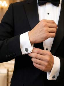 4 Pairs Men's Classic Cufflinks Set, Silver Black Gold Metal Shirt Cufflinks, Suitable For Wedding Business Party Formal Suit Accessories - Black - View 5