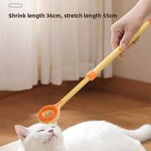 Cat 3-In-1 Retractable Grooming Tool, Facial Massage & Itch Relief Wand And Interactive Cat Teaser Toy, Suitable For Indoor Cats, Gentle Pet Hair Removal Brush - View 1