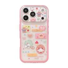 GUCADI Rose Pink, Sweet And Cute Cartoon Lamb Pattern Phone Case, Suitable For Apple 18 Pro Max, 17, With Pink Border, 16 Model Is Soft Shell, 15 Model Is Matte Texture, Design Is Cute, Sweet, Girly, Creative, Geometric Pattern, Cartoon Style, Niche - Rose Pink - View 13