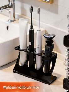 1pc Z-Shaped Toothbrush & Toothpaste Holder, Suitable For Bathroom/Kitchen And Bedroom, Multi-Functional Storage Rack Razor Holder Desktop Organizer Accessory, Bathroom Decor Accessory, Multi-Functional Storage Rack, Kitchen Storage Organizer, Home Decor - Multicolor - View 2