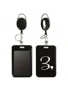 Black Anti-Theft Card Holder With Black Retractable Clip, Artistic Heart Letter A-Z, Thumb Slot Hard Plastic Card Protector, Expandable ID Holder, Medical Insurance Card Protector, Waterproof Medical/Bank/Social Security Card Protector, Bus Card Holder, Meal Card Holder - Multicolor - View 35