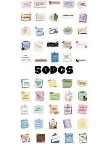 50PCS,Encouraging Comments Mobile Phone Stickers,PVC Material,Scrapbook Supplies,Creative And Aesthetic Design Sticker,Suitable For Mobile Phone Cases,Tablets,Laptops,Suitcases,Cars,Notebooks,Helmet,Guitar,Skateboard,Storage Box,Computer, - Multicolor - View 12