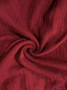 WAIT HIM 100% Cotton Men's Casual Solid Color Long Sleeve Shirt - Burgundy - View 5