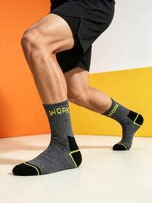 1/5/10/20 Pairs Multicolor Work Letter Mid-Calf Socks, Colorblock Mid-Calf Socks, Sports Comfortable Socks - Multicolor - View 5