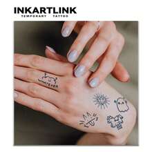 INKARTLINK 1PC Unicorn, Ghost, Diamond & Cherry Funny Y2K Graffiti Tattoo Sticker, Temporary Waterproof Body Art Tattoo Sticker, Lasts 2-5 Days, Water Transfer Color Tattoo Sticker, Suitable For Men And Women, Essential For People, Party Essential Decoration, Holiday Celebration Body Decoration - Black - View 3