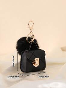 Fashion Mini Pouch Keychain Pendant, High-End Storage Charm For Lipstick, Earbuds, Car Keys, Women's Bag Accessory - Black - View 6