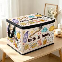 Multi-Size, Multi-Pattern Optional Food Cat Grooming Supplies Leopard Print Valentine's Day Heart & Text Foldable Storage Box, Zippered Handheld Storage Bin, Upgraded Fabric Large Capacity Organizer Box, Suitable For Wardrobe, Dormitory, Under Bed Storage, Organizing Clothes, Bedding, Toys, Miscellaneous Items, Home Moving Organization Storage Box - Multi-color - View 5