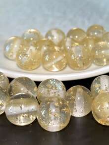 60顆 8/10/12mm 橘色樹脂亮面金箔透明珠，適用於珠寶製作、鑰匙圈、手機鍊、項鍊、手鍊，初學者友善 - 閃橙色 - 查看 6