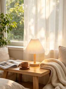 USB Powered LED Bedside Lamp With Retro Wooden Base - Dimmable Modern Nordic Style Nightlight, Suitable For Living Room, Bedroom, Desk Decoration Ambient Lighting - Multicolor - View 7