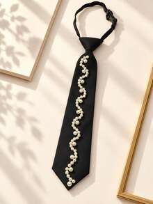 1pc Women's Pearl Fashion Necktie Accessory - Black - View 4