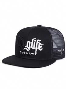 1pc Fashion Breathable Mesh Hat Riot Embroidered Hip Hop Hat Outdoor Adjustable Sunshade Hat Daily Casual Decorative Hat Unisex Flat Edge Baseball Hat - Mesh Hat - View 11