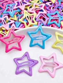 10/20/30/40/50pcs Random Color Y2K Girls Mixed Star Shaped 3CM Hair Clips, Simple Fashionable Five-Pointed Star Hair Accessories, Suitable For Daily Life, School And Outdoor Activities - Multicolor - View 5