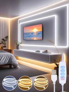 5V USB Neon Light DIY Silicone Neon LED Strip With 3-Button Dimmer, Flexible Light Strip For TV Backlight And Room Decor - 3-color Temperature - View 3