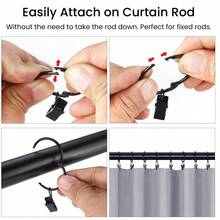 10pcs Metal Curtain Rings With Clips + 2pcs Magnetic Twist Rope Curtain Tiebacks, Suitable For Bedroom, Living Room Curtains, Home Decor Curtain Accessories - Multicolor - View 7