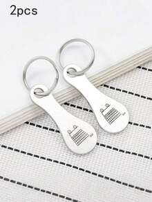 2 Stainless Steel Shopping Cart Keychains With Shopping Cart Logo, Classic, Stylish And Simple Design, Suitable For Daily Wear For Men And Women - Multicolor - View 4