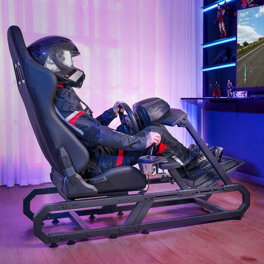 Racing Wheel Stand For Logitech G923/G920/G29, Heavy Duty Steel Driving Simulator Cockpit-Thrustmaster T248P, Steering Wheel Bracket Height & Foot Pedal Angle Adjustable,Max Load 330 LBS Compact - G923/G920/G29, T248P - View 1