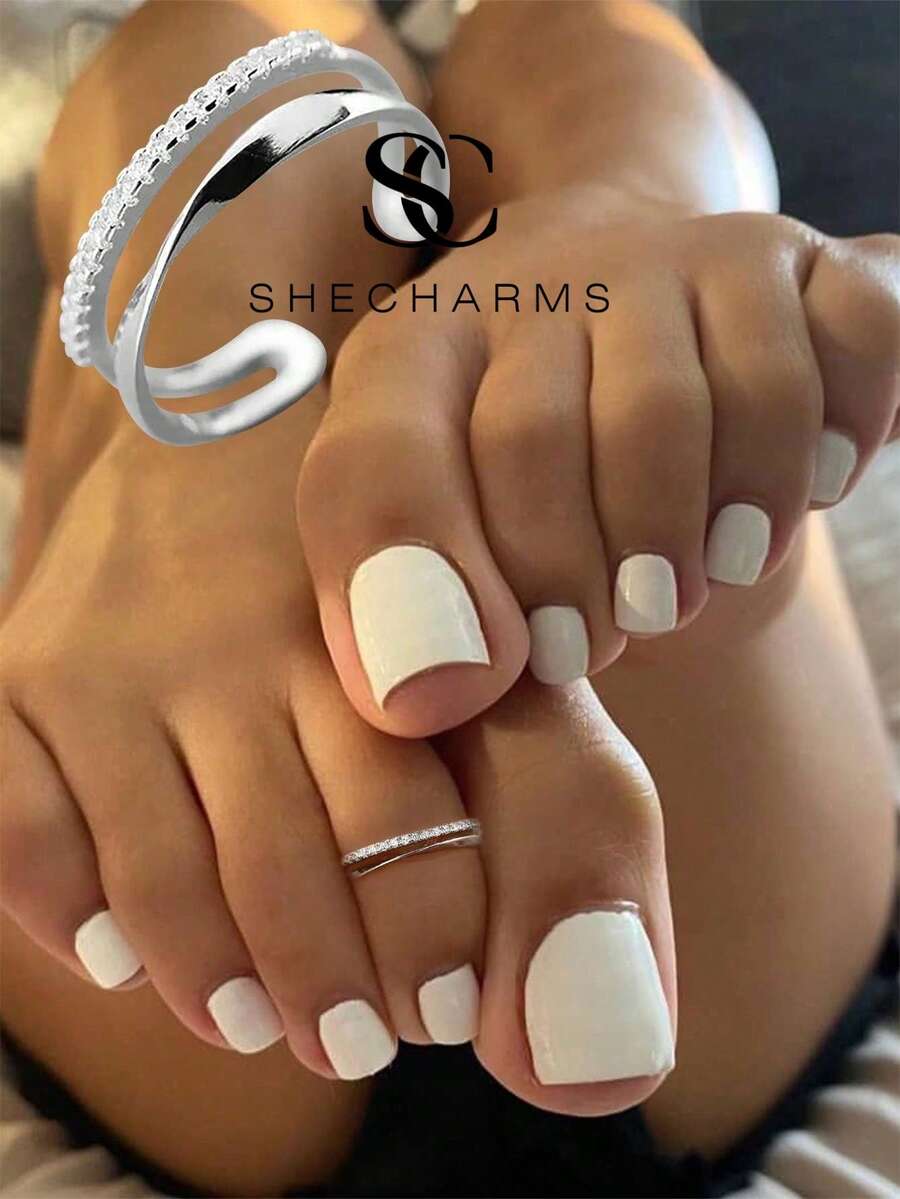 1 buah Cincin Jari Kaki Minimalis untuk Wanita, Perhiasan Elegan & Indah, Hadiah untuk Anak Perempuan - Gaya 2 - View 1