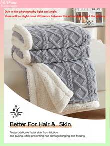 1pc Faux Fur & Lambswool Trim Blanket, Minimalist Fashion Home Decor, Bedding For Boys & Girls Student Dorms, Sofa Nap Blanket, Perfect Choice For Office Nap Blanket, No Filling, Machine Washable - Light Grey - View 2