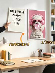 1/2pcs Customized Photo Poster, Personalized Large Size Wall Art Decor, Pet Photo Image Design Poster, Custom Image Printing, Personalized Home Decor, Birthday Anniversary Wedding Gift - Multicolor - View 2
