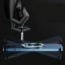 Magnetic Suction Mobile Phone Ring Buckle, Metal Detachable Phone Finger Grip Holder, Universal Phone Stand Bracket For Smartphone, Anti-Drop Phone Accessory - Grey - View 3