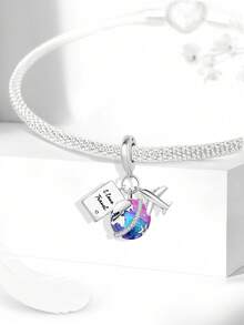 1pc Fashion Airplane Around The Globe Pendant, Suitable For Women's Bracelet, Bangle DIY Jewelry Making And Daily Wear Accessories - Travel Around the World - View 4