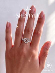1pc "Mom" Letter Rhinestone Ring, Exquisite& Unique, For Attending Balls, Gatherings And Parties, High-Quality Jewelry Gift For Women - Letter - View 3