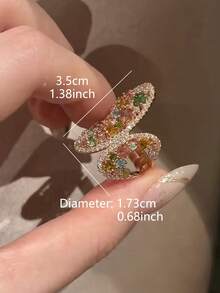 1pc Fashionable Vintage Asymmetrical Colorful Butterfly Ring Suitable For Women's Wedding, Party, Dance - Multicolor - View 4