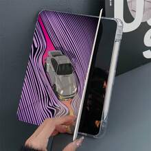 1PC Retro Racing Car Print Tablet Case 3+Y Fold Multi-Angle Magnetic Stand Tablet Case With Pen Slot & Auto Sleep/Wake Protective Cover, Compatible With IPad PRO/AIR, Compatible With SAMSUNG,Compatible With XIAOMI Pad 5/6/21,Compatible With Oppo Pad,Compatible With Huawei Matepad,Compatible With Honor Pad - Multicolor - View 5