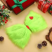 Fall-Style Alt Green Bow Heart Plush Hair Clip Halloween Christmas Headpiece Holiday Party Atmosphere Hair Accessory Christmas Tree Decor Small Pendant - Multicolor - View 8