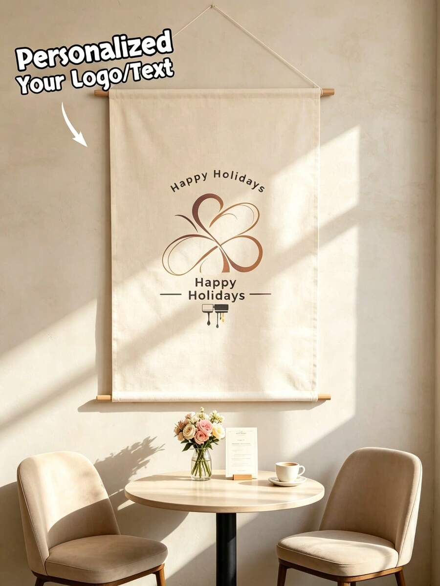 1pc Custom Logo Banner Vertical Business Sign,Personalized Your Logo/Text Hanging Fabric Banner,Market Display, Pop Up Shop Branding,Vendor Booth - Multicolor - View 1