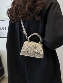 2026 This Year's Popular Super Texture Lipstick Bag Foreign Mini Small Square Bag, New Solid Color Versatile Handbag, Women's Bag - Khaki - View 3