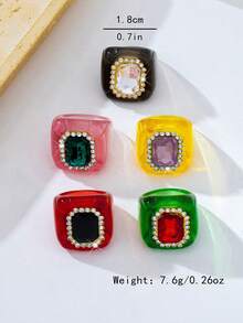 1pc Elegant High-End Acrylic Gemstone Pendant Ring, Suitable For Women's Daily Wear, Gatherings, Holidays And Parties - Geometry - View 8