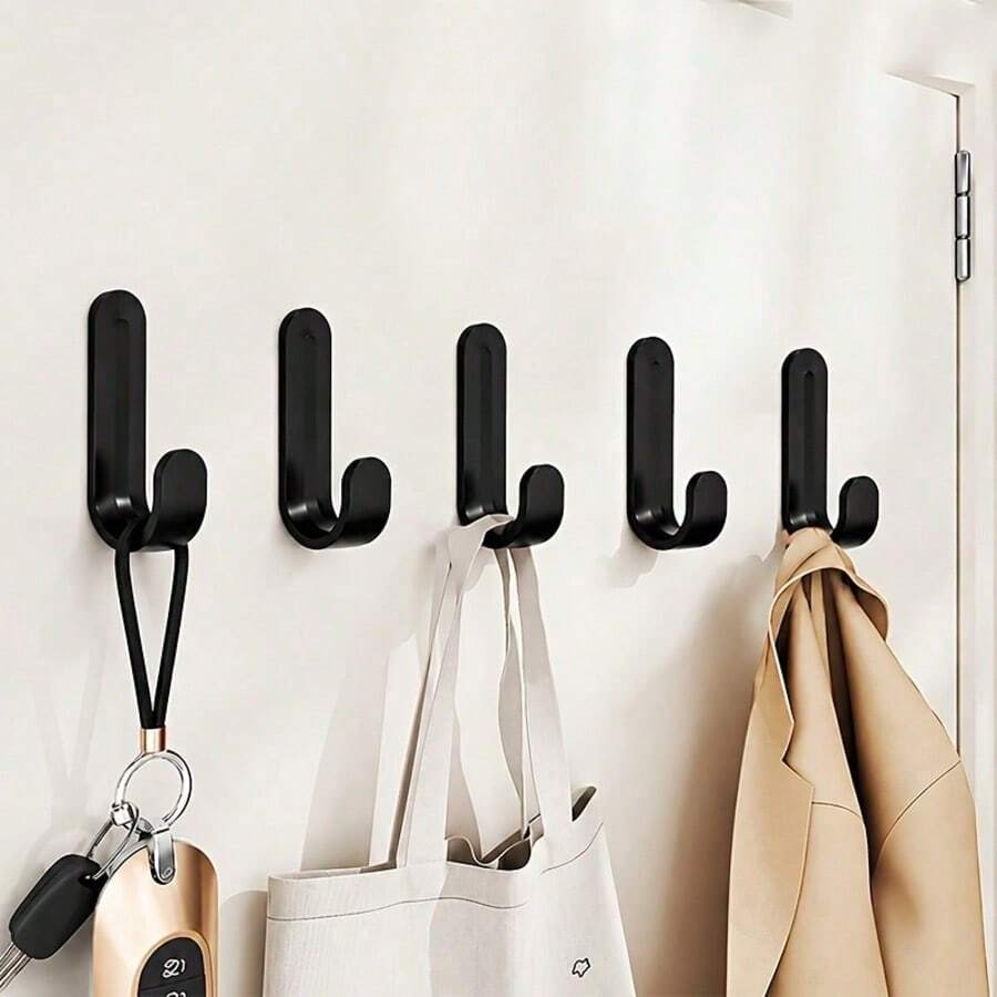 3/6/12/24pcs Wall Mounted Adhesive Hooks, Compact Space-Saving Design, Strong Adhesion Resistant To Falling Off, Damage-Free Installation Without Glue Residue