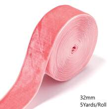6-38mm 1捲西瓜紅單面絲絨緞帶，聖誕緞帶，適用於珠寶展示、包裝、花藝、禮物包裝、蝴蝶結、DIY派對裝飾 - 水紅色 - 查看 13