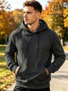 Men's Sports Sweatshirt, Solid Color Knitted Sweatshirt, Soft And Comfortable, Suitable For Spring And Autumn Wear, Applicable For Outdoor Sports And Casual Occasions - Dark Grey - View 3