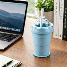 Collapsible Ice Ball Mold, 2-In-1 Silicone Ice Cube Tray. Comes With Straw, Easy Release Silicone, Leak-Proof, Foldable And Portable, Essential For Summer Office/Home/Camping - A - View 14