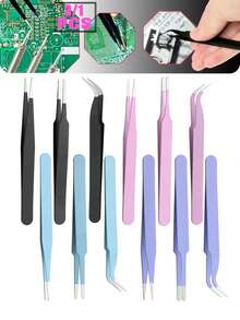 8/4pcs Stainless Steel Sticker Tweezers, Cute Craft Tweezers, Suitable For Stickers, Scrapbooking, Vinyl Materials, Eyelashes, Electronics, Multi-Color - Multicolor - View 12
