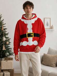 Men's Fashionable Graphic Print Hoodie Sweatshirt, Versatile Christmas New Arrival - Multicolor - View 2