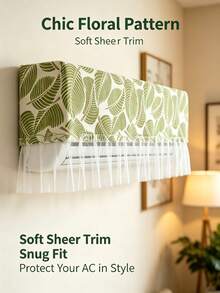 1 buah Penutup Debu AC Motif Botani Vintage dengan Rumbai Tulle Transparan, Pelindung AC Gantung Dinding Dekoratif untuk Kamar Tidur dan Ruang Tamu, Gaya Acak - MultiWarna - View 2