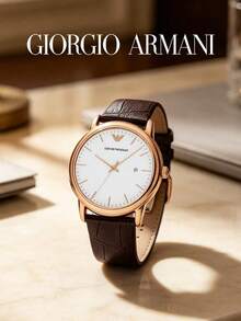 Armani Men's Quartz Watch, White Dial, Rose Gold Case, Brown Leather Strap 50m Waterproof AR2502 - Rose Gold - View 6