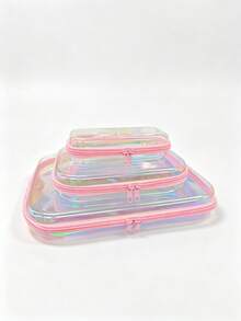 1Pc/3Pcs Pink Laser Transparent Portable Storage Pouch, Girls Kids Hairpin Hair Clip Hair Accessory Organizer Bag,Baby Stuff,Room Essentials - Multicolor - View 11