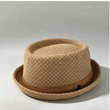 British Style Men's Jazz Hat Breathable Mesh Flat Brim Fedora Foldable Sun Hat Unisex All Season Wear - A - View 9