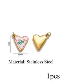 1 Pc. Stainless Steel Fashionable, Minimalist Flower And Leaf Pendant With Open Ring-DIY Necklace And Earrings Craft Kit - Pendants - View 9