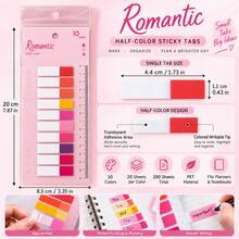 Candy Color Loose-Leaf Index Sticky Notes 200pcs/Pack Semi-Transparent Index Tabs With Index Ruler 10 Colors Book Page Divider Marker Labels - one-size - View 2