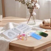 1pc DIY Crystal Epoxy Resin Heart-Shaped Rectangular Pendant Charm Mold With Hole, Heart Necklace Rectangular Earring Silicone Mold - White - View 8